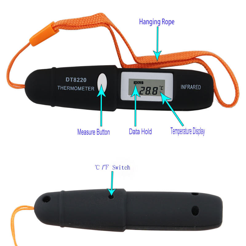 Thermomètre infrarouge à laser portable de type stylo de mesure d'une seconde