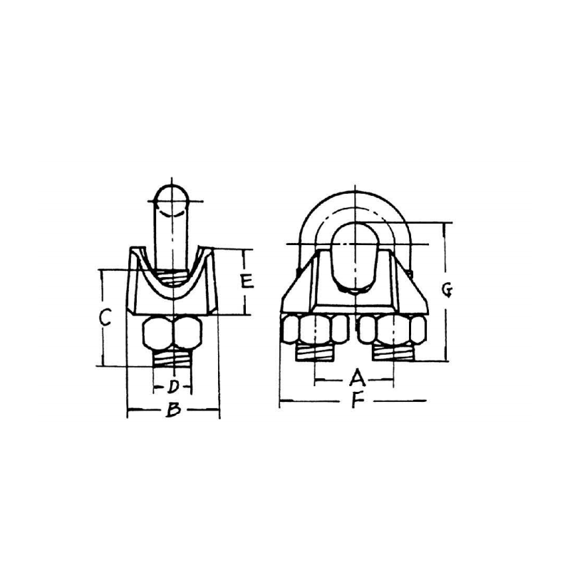 Pince à câble métallique malléable de type américain, plaquée zinc