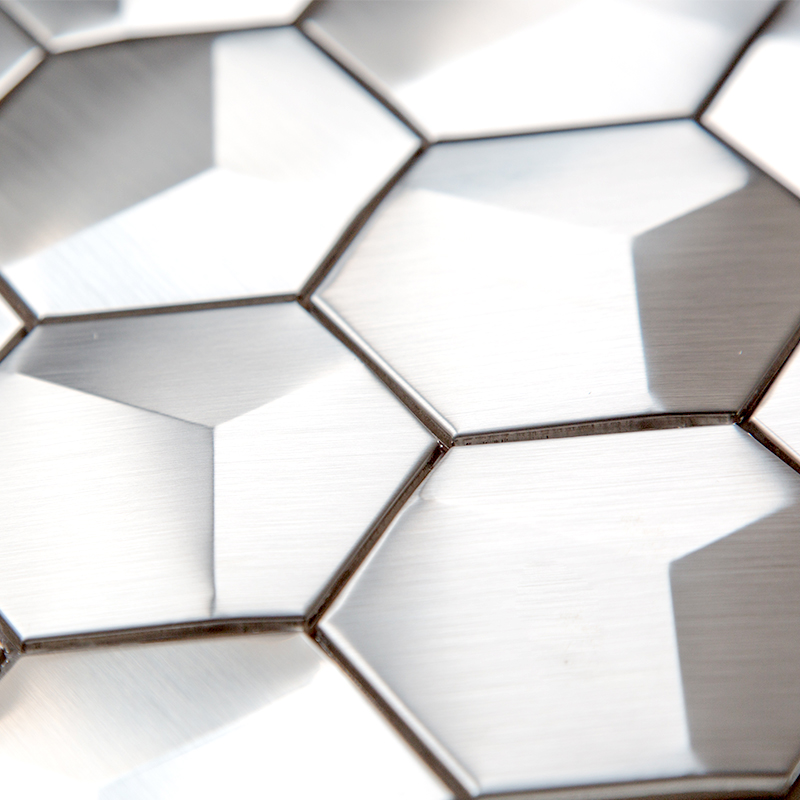 Mosaïques métalliques hexagonales mates hexagonales en acier inoxydable pour dosseret de cuisine
