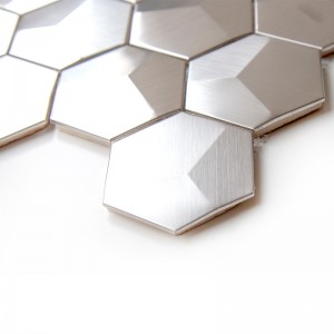 Mosaïques métalliques hexagonales mates hexagonales en acier inoxydable pour dosseret de cuisine