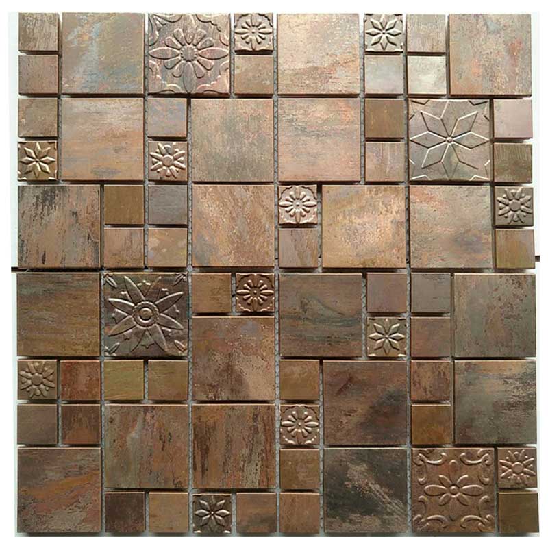 Dosseret en laiton en laiton de cuivre de vente chaude de mur en métal, tuile de mosaïque en cuivre antique pour la cuisine de salle de bains décorative