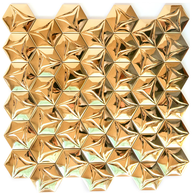 Mosaïque d'hexagone de l'acier inoxydable 3D pour la salle de bains de tuile et la tuile de dosseret de décoration