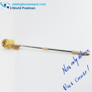 Akbrand Toilet Bowl Brush Tuyau en acier inoxydable élastique avec petite brosse de nettoyage multifonctionnelle