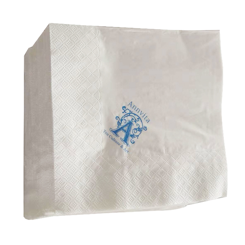 Tissu de serviette blanche avec papier imprimé personnalisé