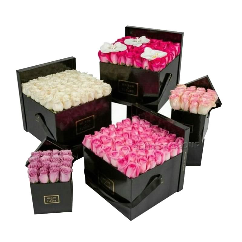 Boîte d'emballage de cadeau de fleur de logo de papier d'aluminium d'or imprimée par papier de cube