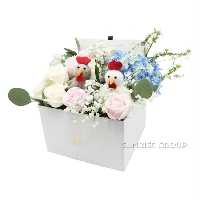 Boîte de fleur carrée de cadeau de papier de texture d'emballage d'impression faite sur commande de luxe
