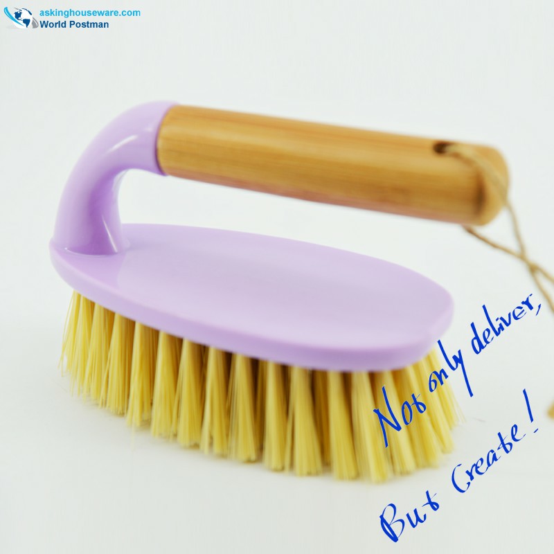 Akbrand Brosse à récurer pour poignée en bambou Chaussures Brosse Vêtements Brosse