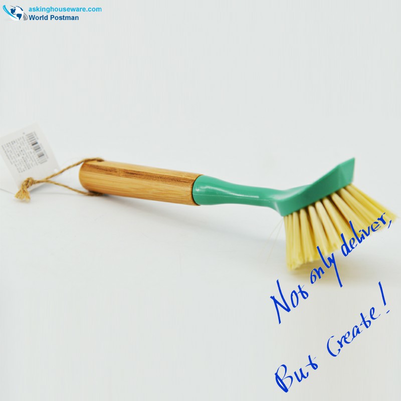 Brosse de nettoyage pour vaisselle Akbrand en bambou avec poignée en tiff. Couleur