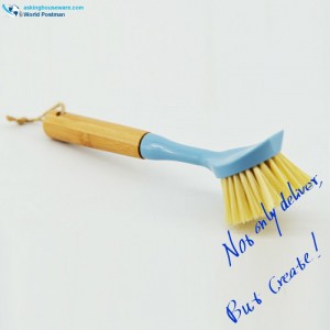 Akbrand - Brosse de nettoyage pour vaisselle en bambou, couleur bleu ciel