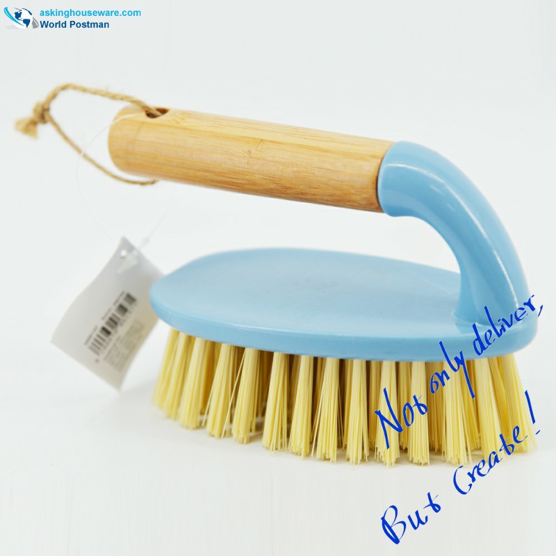 Akbrand Bamboo Handle Scrubbing Brosse De Nettoyage Chaussures Brosse Vêtements Brosse en Couleur Bleu Ciel