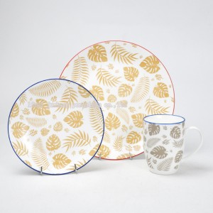 Service de table coupé en porcelaine de 16 pièces de table avec décalcomanie d'impression