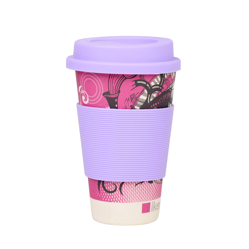 Tasse de café en fibre de bambou de voyage biodégradable, écologique et réutilisable avec couvercle en silicone