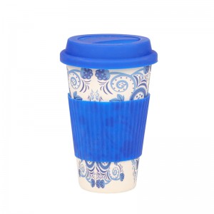 Tasse de café en fibre de bambou de voyage biodégradable, écologique et réutilisable avec couvercle en silicone