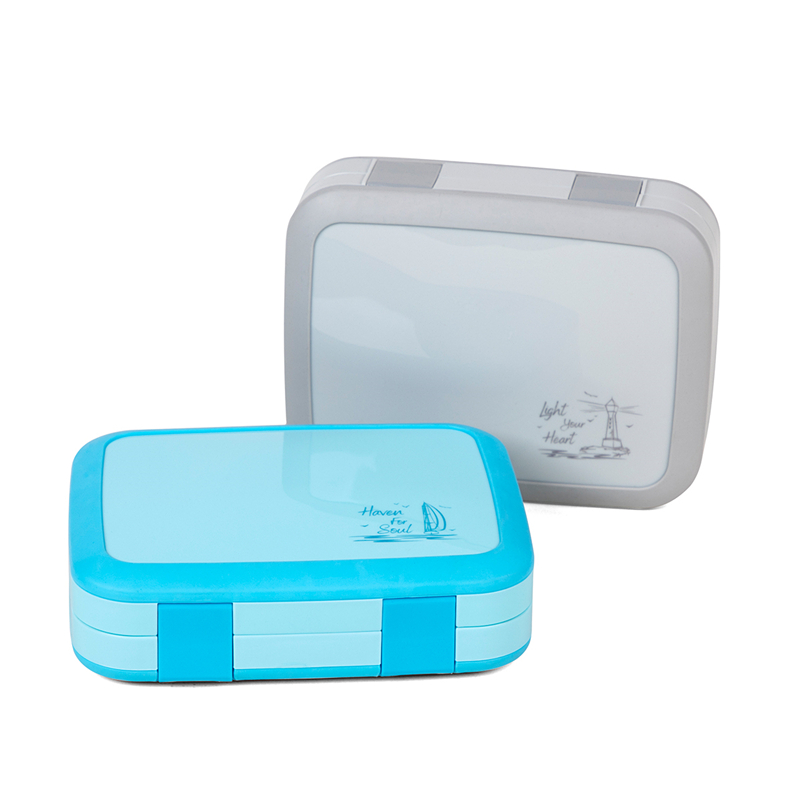 Boîte à bento à 4 compartiments en plastique pour enfants avec couverts