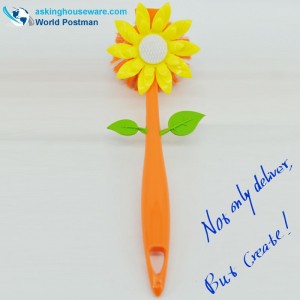 Akbrand - Brosse de nettoyage pour vaisselle de cuisine de couleur orange à décor de tournesol