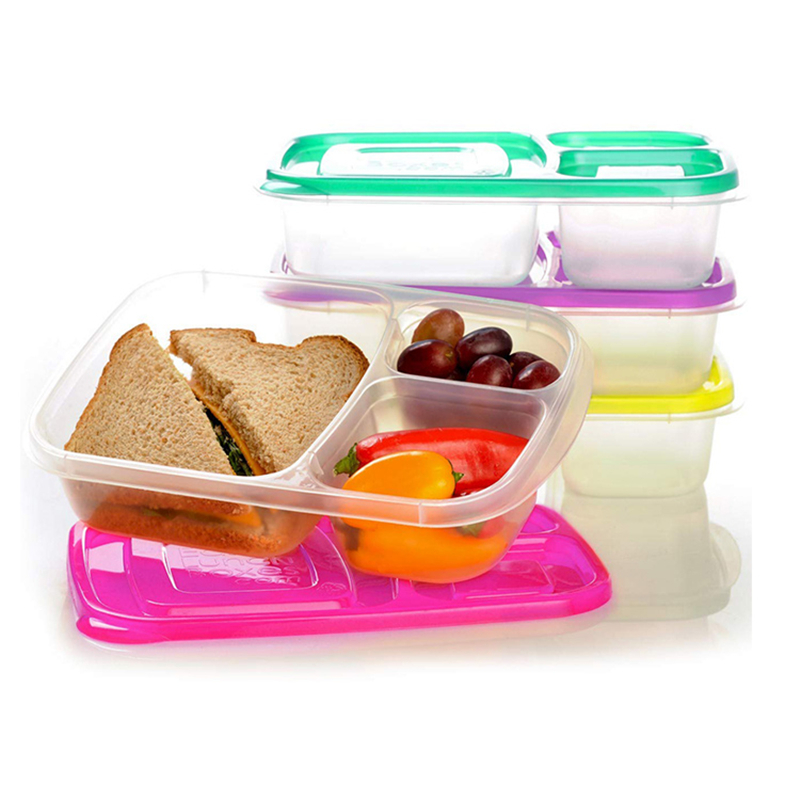 Récipients faciles de nourriture de préparation de repas de boîte à lunch de bento de compartiment 3 de l'école / bureau faciles
