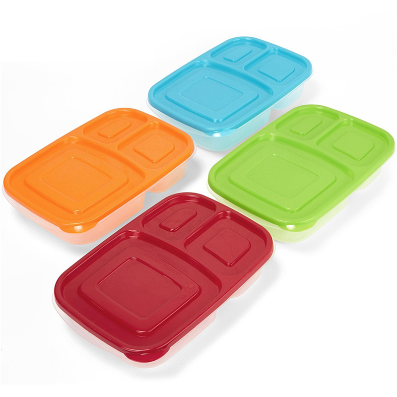 Récipients faciles de nourriture de préparation de repas de boîte à lunch de bento de compartiment 3 de l'école / bureau faciles