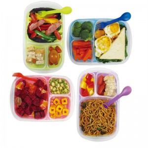 Récipients faciles de nourriture de préparation de repas de boîte à lunch de bento de compartiment 3 de l'école / bureau faciles