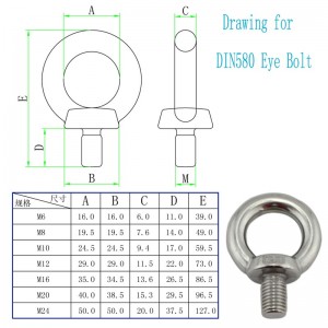 Fabricant chinois Hardware ISO9001 JIS 1168 Type boulon à oeil