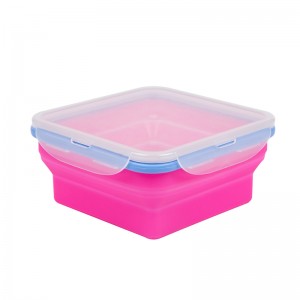 Boîte à lunch pliable carrée écologique en silicone pour récipients de stockage d'aliments sans BPA pour enfants