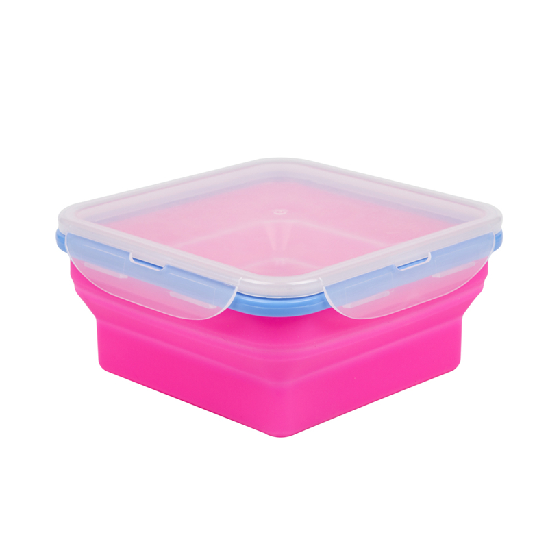 Boîte à lunch pliable carrée écologique en silicone pour récipients de stockage d'aliments sans BPA pour enfants