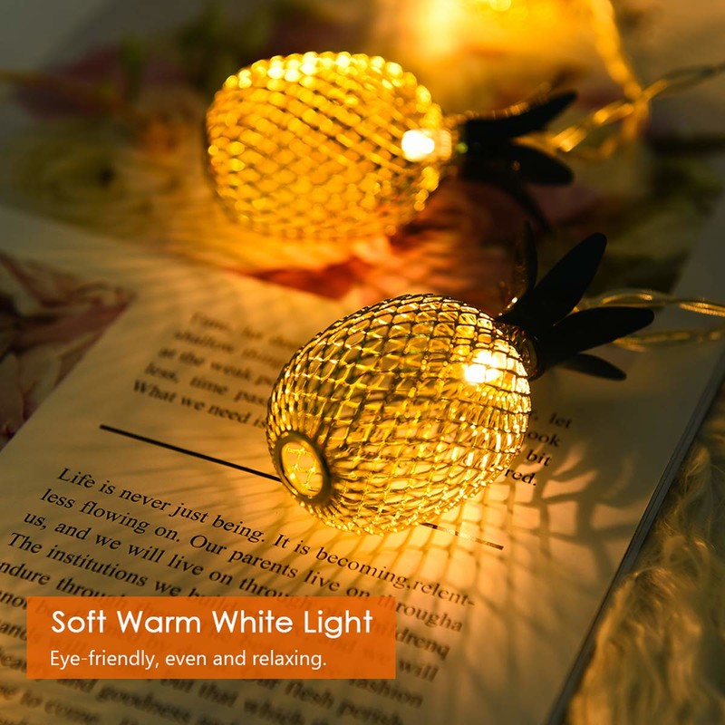 Guirlande lumineuse à DEL d'ananas blanc chaud, 10 DEL