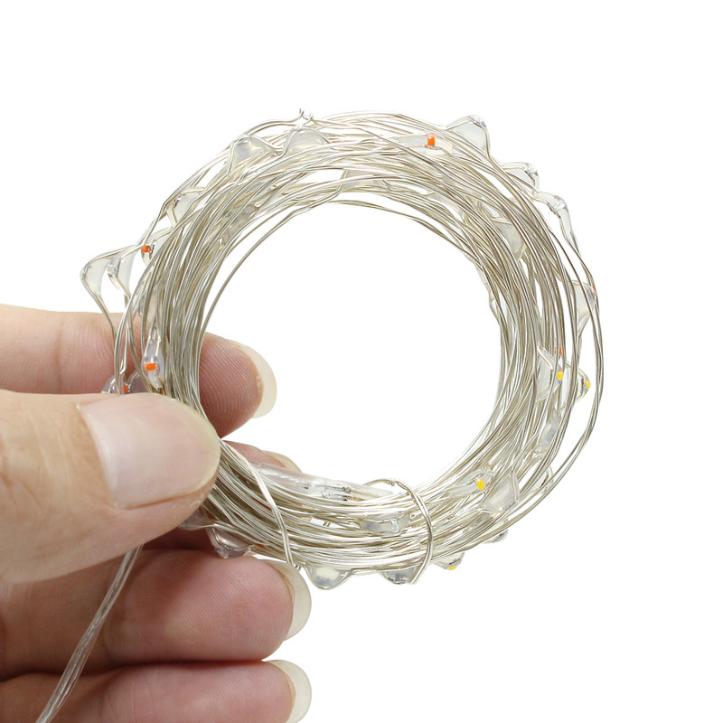 5 M 3 M 2 M 1 M LED Cuivre Argent Fil Guirlande Lumineuse Guirlande De Fées Pour Nouvel An Noël Maison Décoration De Mariage Batterie