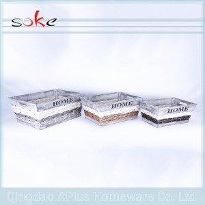 Boîte de rangement tissée à la main en rotin PE