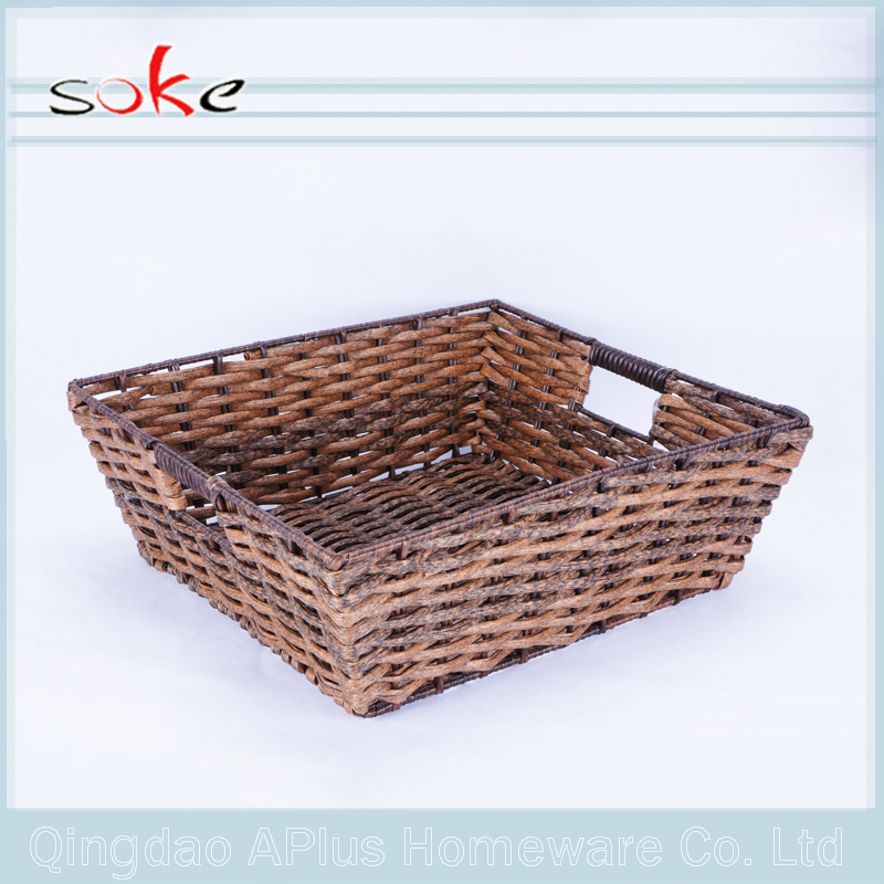 Grand panier de rangement tissé en rotin PE