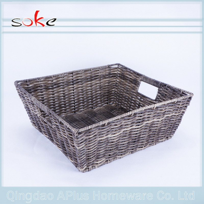 Meilleur panier de rangement tissé en rotin PE