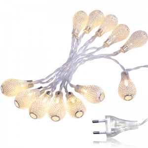 10/20/40 LEDs guirlandes, lumière de fée à piles de Noël, lampe creuse de lanterne goutte d'eau pour la décoration du festival du mariage de Noël Taille: Golden 40 LED