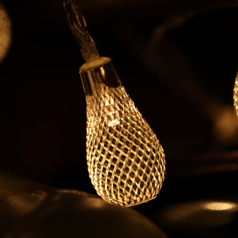 10/20/40 LEDs guirlandes, lumière de fée à piles de Noël, lampe creuse de lanterne goutte d'eau pour la décoration du festival du mariage de Noël Taille: Golden 40 LED