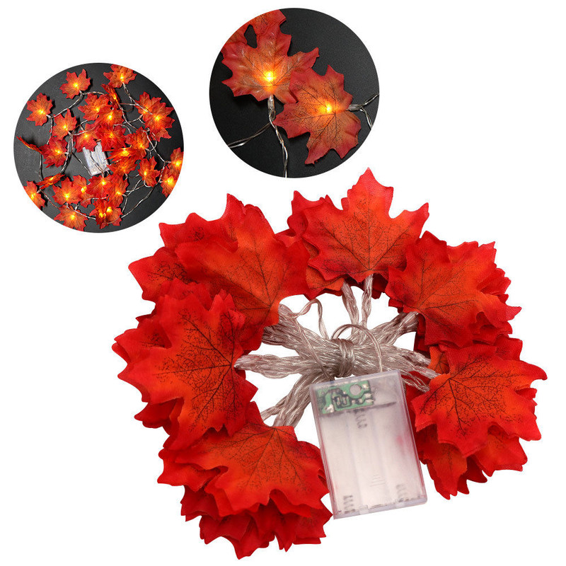 3M Thanksgiving Harvest Maple Leaves Guirlande Lumineuse Automne 30 Lumières LED