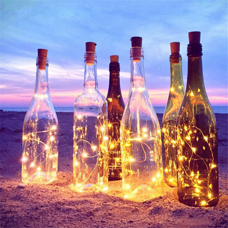 20 LED bande de bouteille de vin lampe guirlande lumineuse fil de liège 2M partie mariage