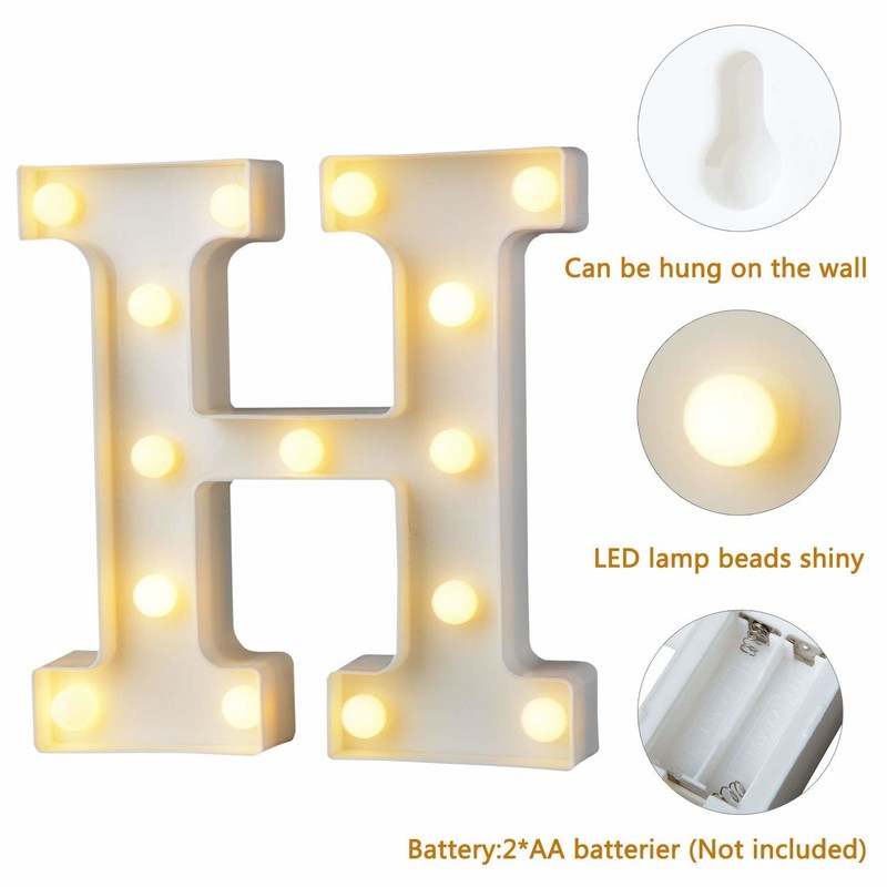 Lettres alphabet LED s'allument lettres en plastique blanc suspendus suspendus A-M u0026