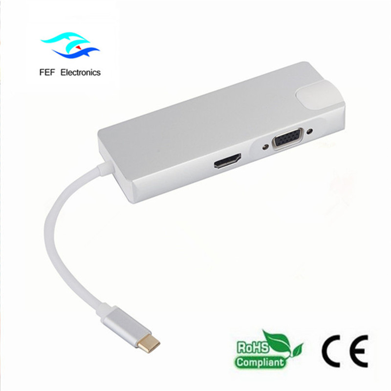 Type d'USB c / HDMI femelle + femelle VGA + 2 * boitier USB3.0 femelle + SD + TF + PD