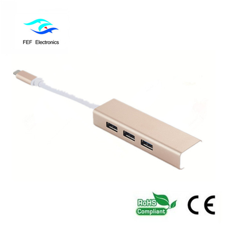 USB 3.1 Type c à RG45 femelle Gigabit Ethernet + 3 * Coque ABS femelle 2.0 Code: FEF-USBIC-016