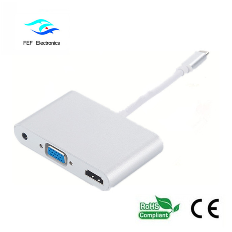 mini displayport / USB 3.1 type c à HDMI + VGA femelle + audio Code: FEF-DPIC-016