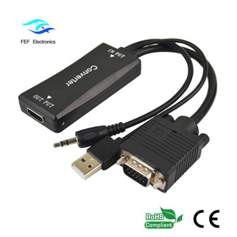 VGA mâle vers femelle HDMI + alimentation audio + USB Code: FEF-HIC-011