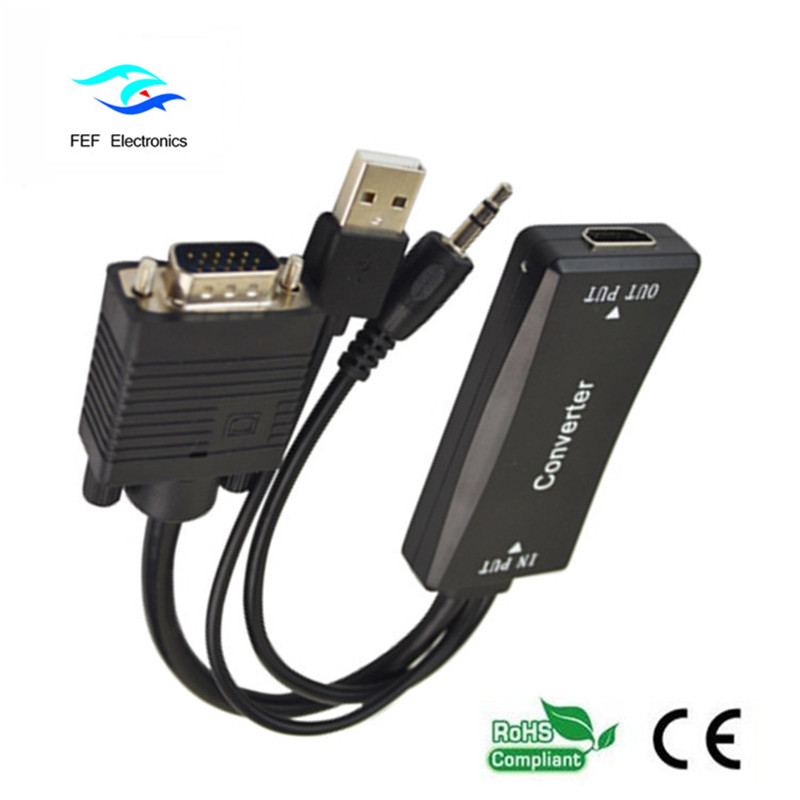 VGA mâle vers femelle HDMI + alimentation audio + USB Code: FEF-HIC-011