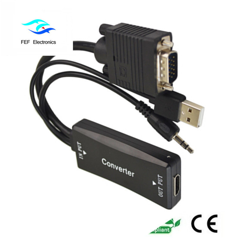 VGA mâle vers femelle HDMI + alimentation audio + USB Code: FEF-HIC-011