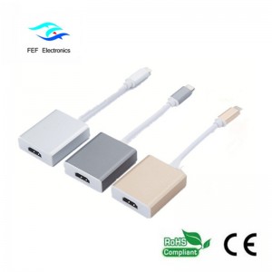 Boîtier métallique de convertisseur USB de type c à HDMI femelle Code: FEF-USBIC-006
