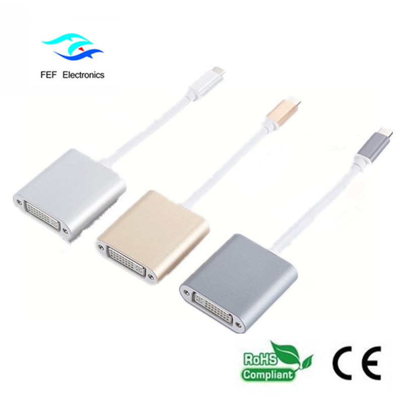 Coque ABS pour convertisseur femelle USB TYPE-C vers DVI Code: FEF-USBIC-003