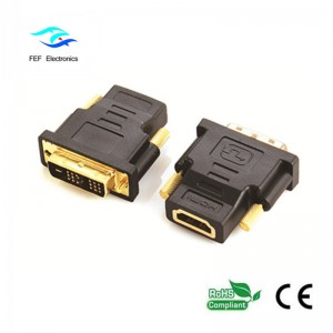 Adaptateur DVI (18 + 1) mâle vers HDMI femelle or / nickelé Code: FEF-HD-002