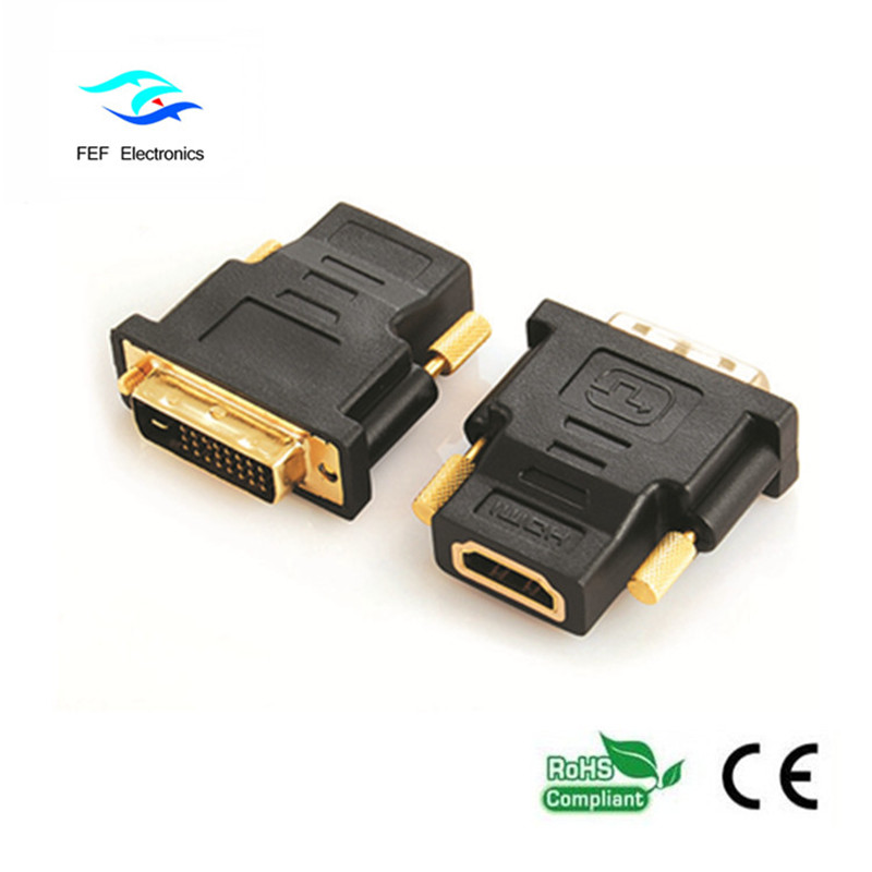 Adaptateur DVI (24 + 1) mâle vers HDMI femelle or / nickelé Code: FEF-HD-004