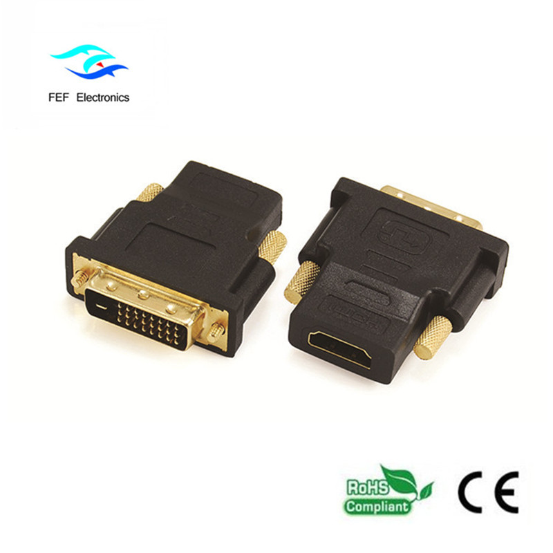 Adaptateur DVI (24 + 1) mâle vers HDMI femelle or / nickelé Code: FEF-HD-004