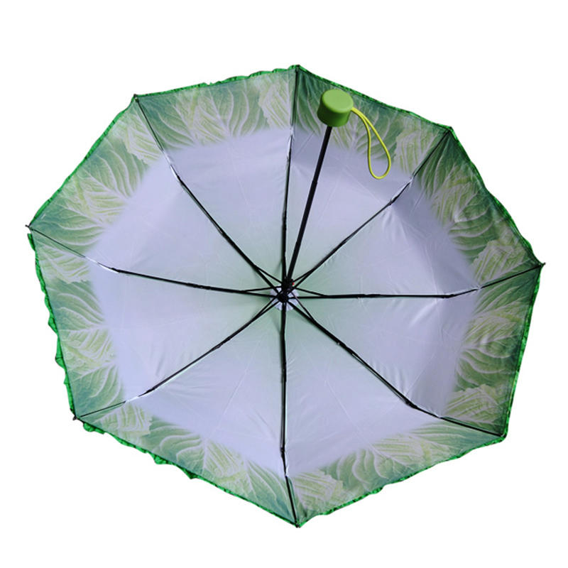 Parapluie de légumes de chou impression numérique spécial unique parapluie pluie parapluie manuel ouvert 3 fois