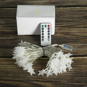 Guirlandes lumineuses, Rymbo 34ft Éclairage de forme d'étoile pour l'intérieur et l'extérieur, DEL blanc chaud, lumières scintillantes, câble à cordes alimenté par USB et transparent, adaptateur distant