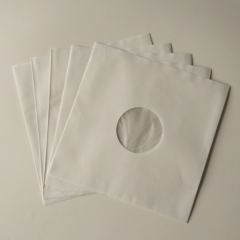 Manchons intérieurs en papier kraft blanc 33 tours / minute polylinés avec trou pour disque vinyle 12