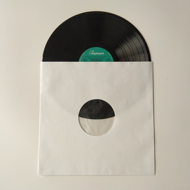 Manchons intérieurs en papier kraft blanc 33 tours / minute polylinés avec trou pour disque vinyle 12